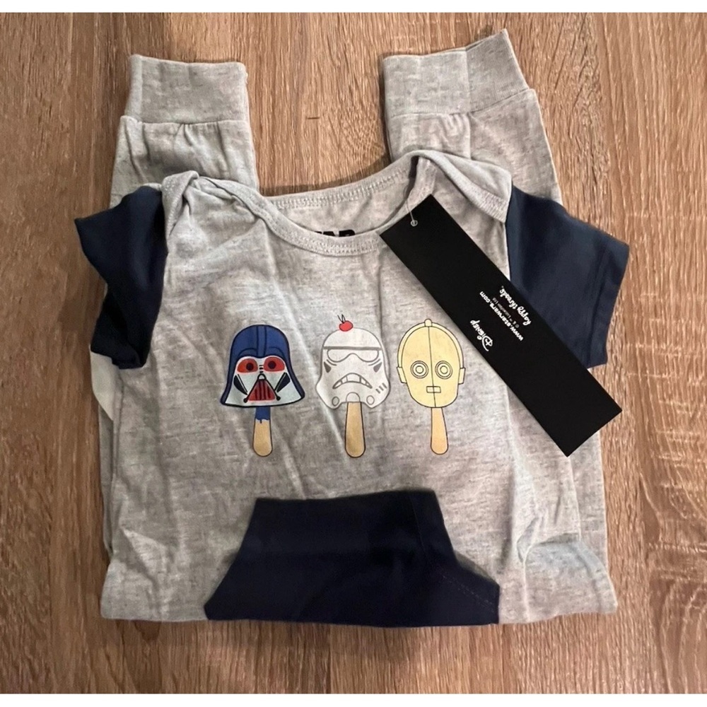 New! Disney Baby Star Wars 2-Piece Outfit Set “May the Snacks Be With You” 6–9M - Picture 3 of 5